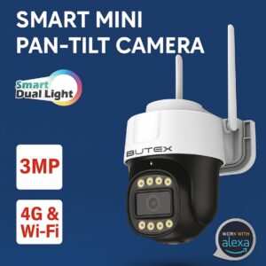 BUTEX 3MP Wi-FI PT Camera with 1296P Resolution Video, Wi-Fi Support, 2-Way Talk, Human Body Detection, Full-Color Night Vision (Copy)