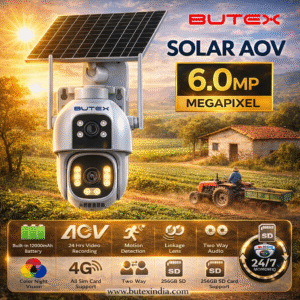 BUTEX 4G LINKAGE Pan tilt Solar Camera | 3MP+3MP Dual lens | Two Way Communication Camera
